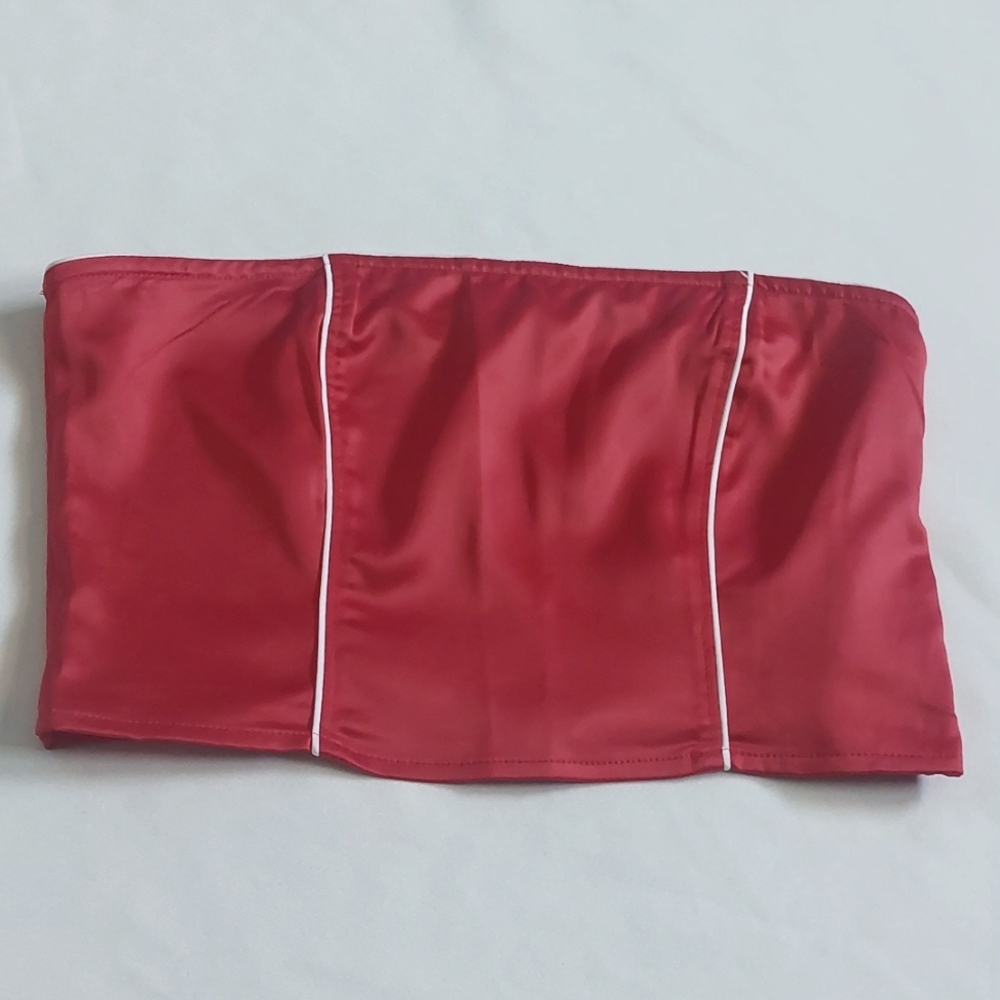 Forever 21 Womens Red Strapless Top with White Trim Size S